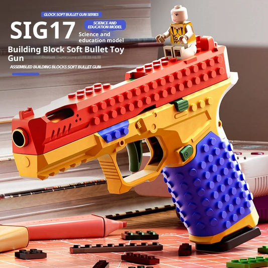 Block Gun Kit Realistic Simulated Shooting Toy 